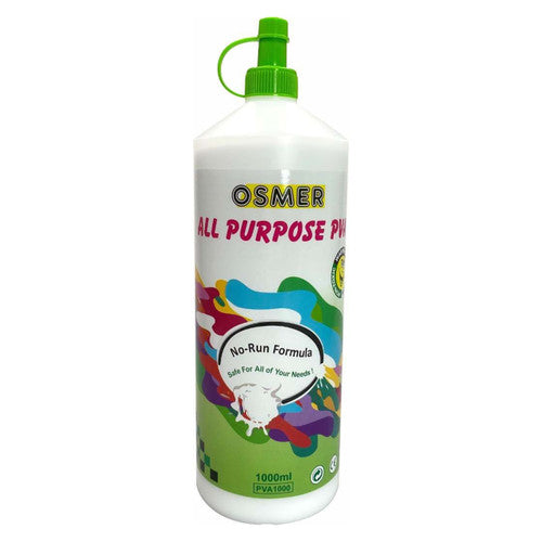 Osmer All Purpose PVA Glue 1000ml White Pack of 6 - image 1