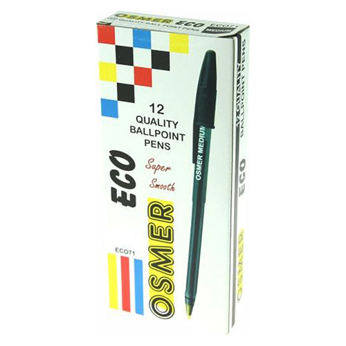 Osmer Economy Ballpoint Pen Medium Black Box of 12 - image 1