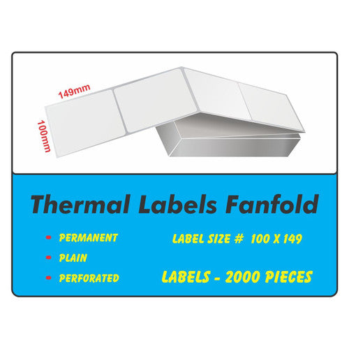 Osmer Fanfold Thermal Labels 100 x 149mm White Box of 2000 - image 1
