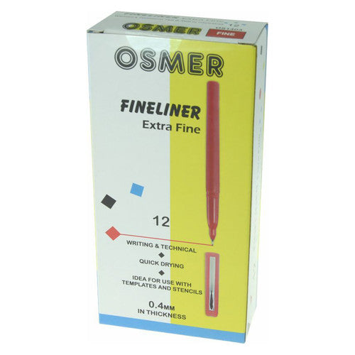 Osmer Fineliner Pen 0.4mm Red Box of 12 - image 1