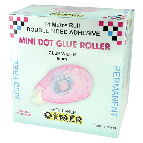 Osmer Mini Dot Glue Tape Roller 8mm x 14m Pack of 12 - image 1