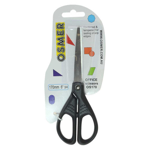 Osmer Office Scissors 170mm Black Handle Pack of 12 - image 1