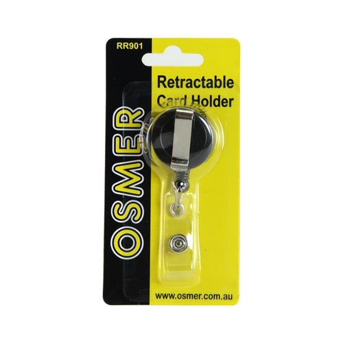 Osmer Retractable Plastic Reel Cord 76cm with Clip Black Pack of 20 - image 1