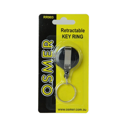 Osmer Retractable Plastic Reel Cord 76cm with Key Ring Black Pack of 20 - image 1