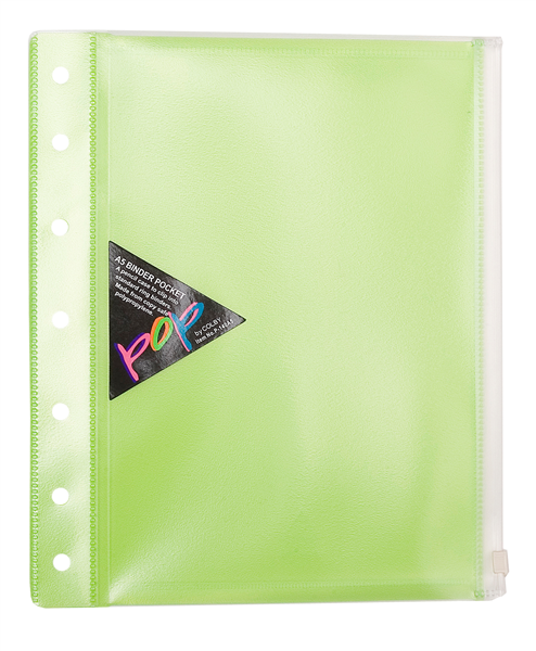 Pop A5 Binder Wallet with Side Zip Lime Pack 10