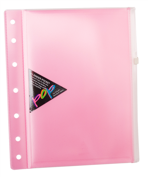 Pop A5 Binder Wallet with Side Zip Pink Pack 10
