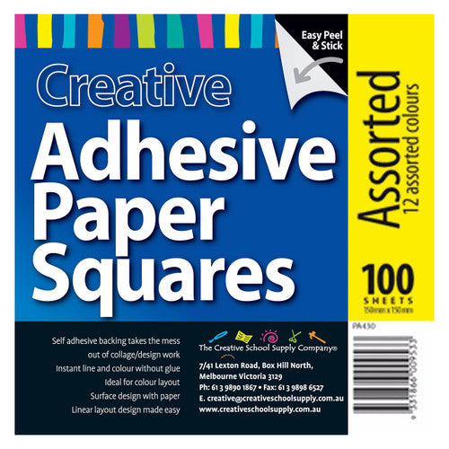 Creative School Supply Assorted Adhesive Paper Squares Pack of 100