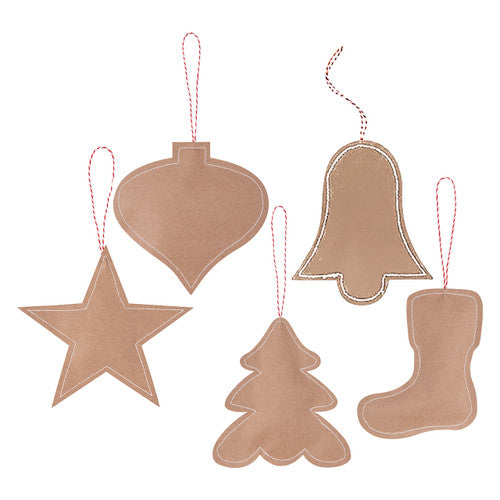 Creative School Supply Stitched Kraft Christmas Ornaments Pack of 10
