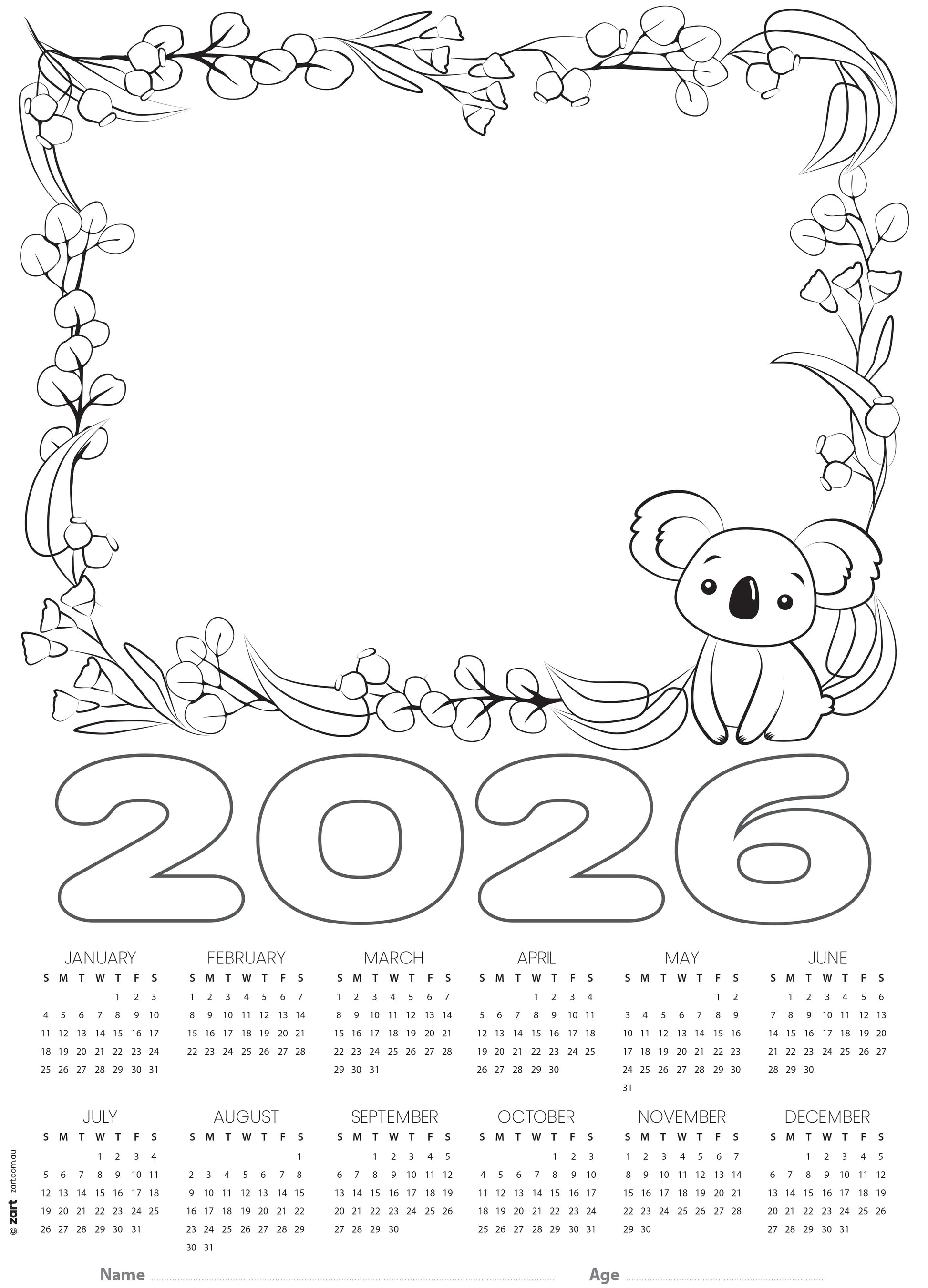 Cardboard Calendar Blanks 2026 A3 Pack of 25 250gsm Australian Animals-1