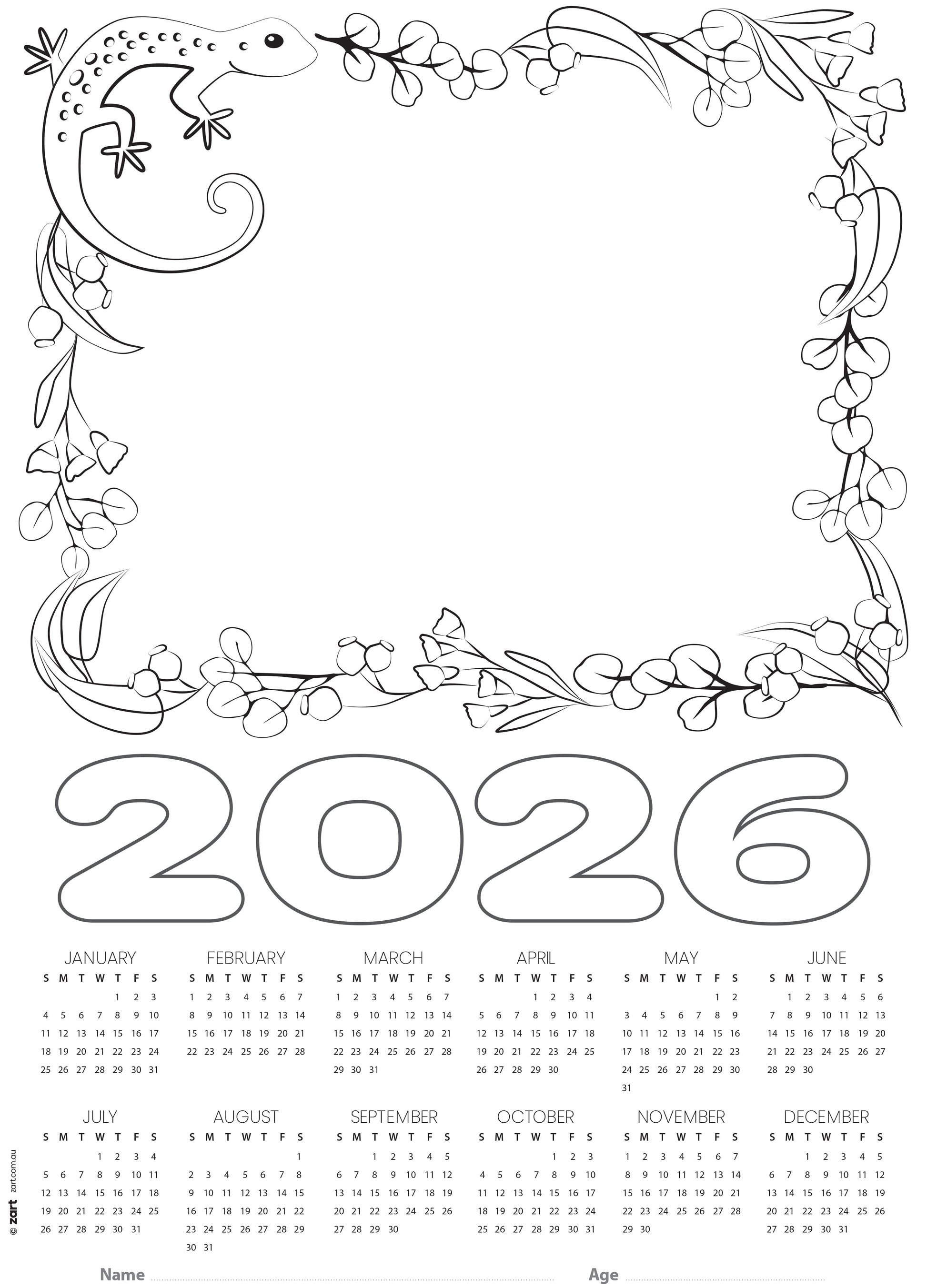 Cardboard Calendar Blanks 2026 A3 Pack of 25 250gsm Australian Animals-3