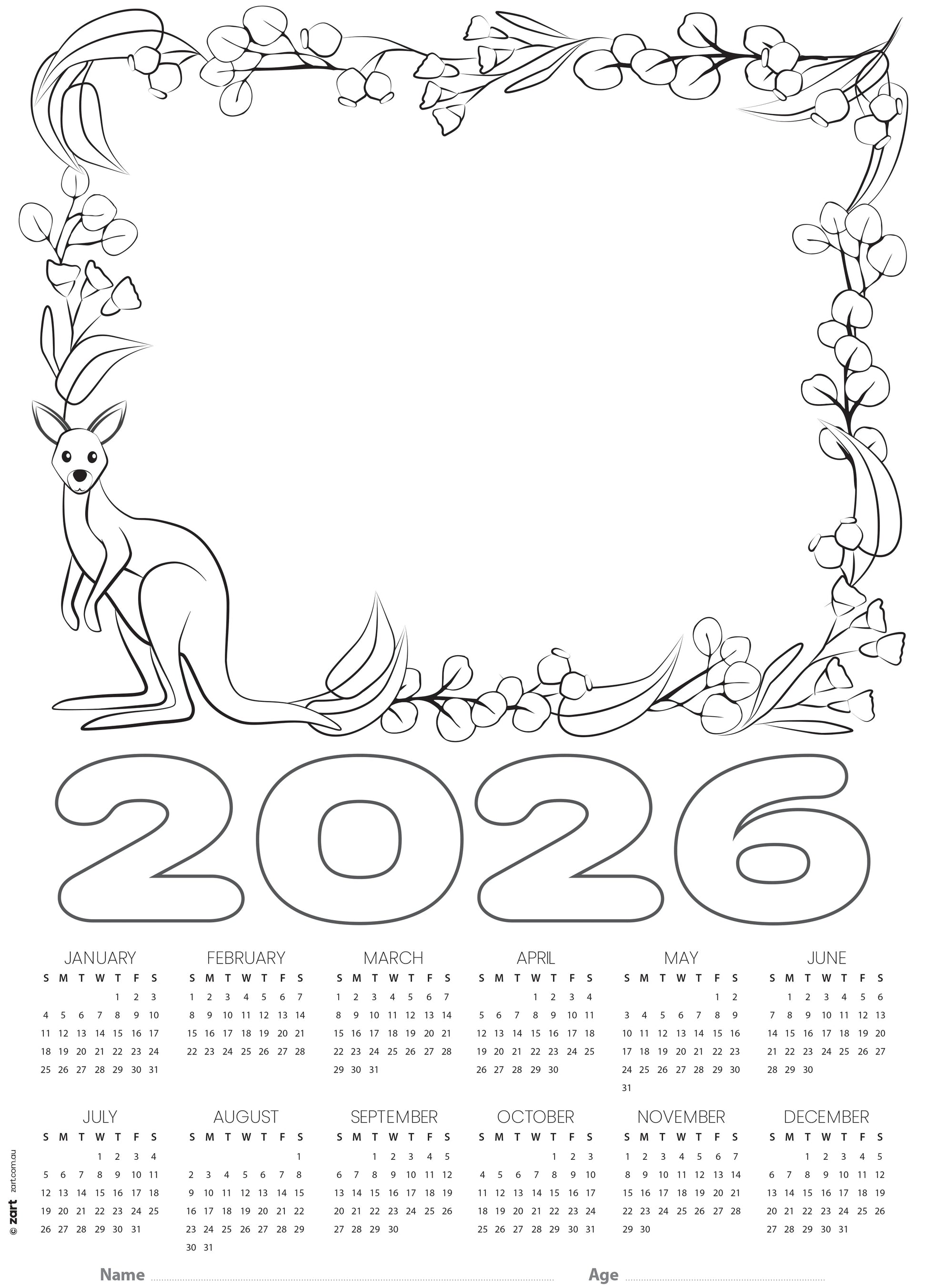 Cardboard Calendar Blanks 2026 A3 Pack of 25 250gsm Australian Animals-2