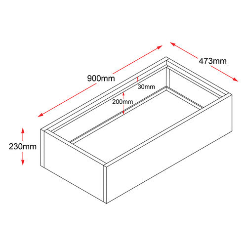Rapidline Planter Box 900 x 230 x 473mm Only White for Go Tambour Door Cupboard