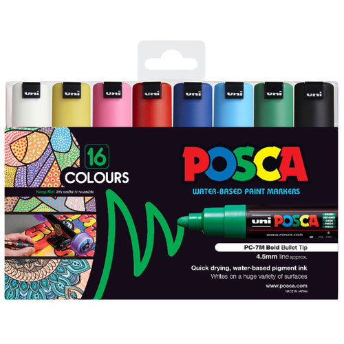 Posca PC-7M Paint Marker Pen Bullet Bold Assorted Wallet of 16