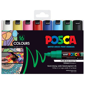 Posca PC-8K Paint Marker Pen Chisel Bold Assorted Wallet of 16