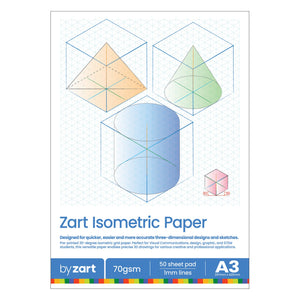 Isometric Grid Paper Pad A3 50 Sheets 70gsm Blue Lines Glued Edge
