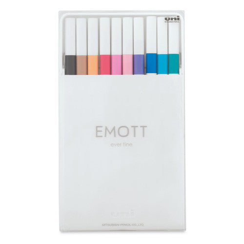 Uni Emott Everfine Fineliners 0.4mm No.2 Assorted Pack of 10