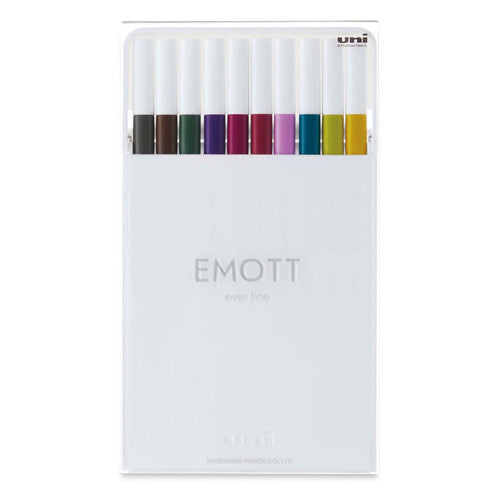 Uni Emott Everfine Fineliners 0.4mm No.3 Assorted Pack of 10