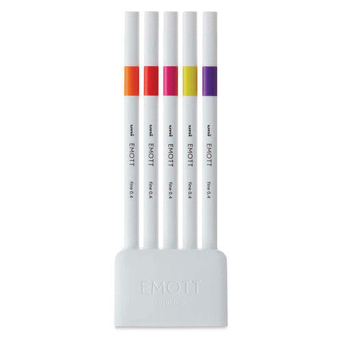 Uni Emott Everfine Fineliners 0.4mm No.2 Assorted Pack of 5 Passion