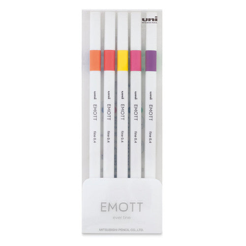 Uni Emott Everfine Fineliners 0.4mm No.2 Assorted Pack of 5 Passion