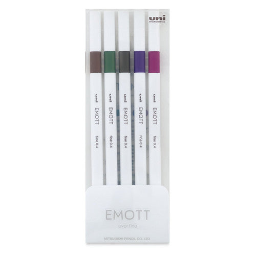 Uni Emott Everfine Fineliners 0.4mm No.3 Assorted Pack of 5 Vintage