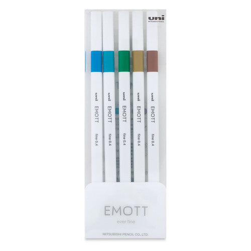 Uni Emott Everfine Fineliners 0.4mm No.4 Assorted Pack of 5 Island