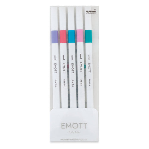 Uni Emott Everfine Fineliners 0.4mm No.5 Assorted Pack of 5 Candy Pop
