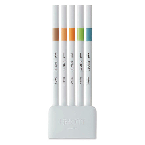 Uni Emott Everfine Fineliners 0.4mm No.6 Assorted Pack of 5 Nature