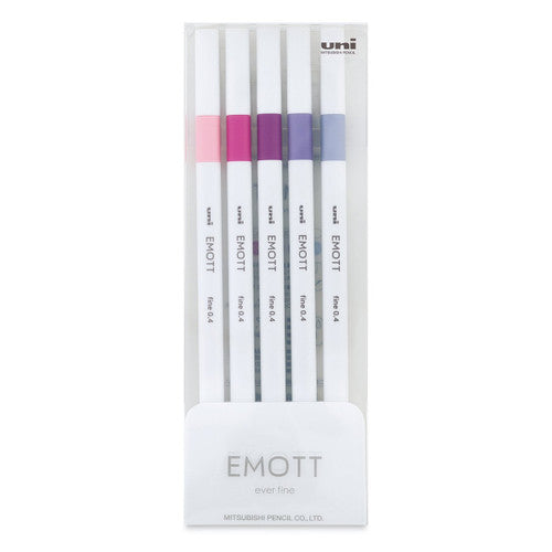 Uni Emott Everfine Fineliners 0.4mm No.7 Assorted Pack of 5 Floral