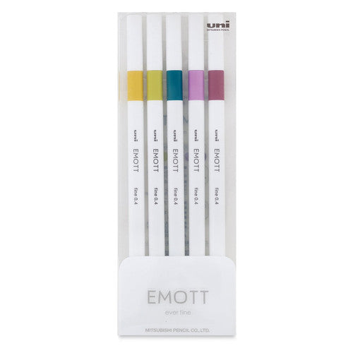 Uni Emott Everfine Fineliners 0.4mm No.8 Assorted Pack of 5 Retro