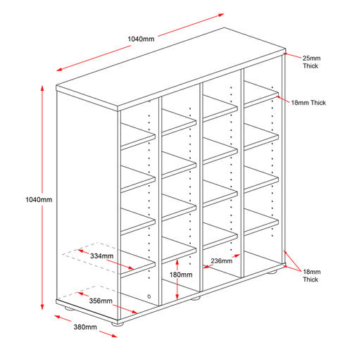 Rapidline Rapid Worker Pigeon 20 Hole Storage Unit 1040 x 380 x 1040mm Beech / Ironstone