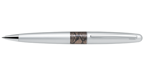 Pilot MR2 Premium Ballpoint Pen Medium Silver Python Barrel Black Ink