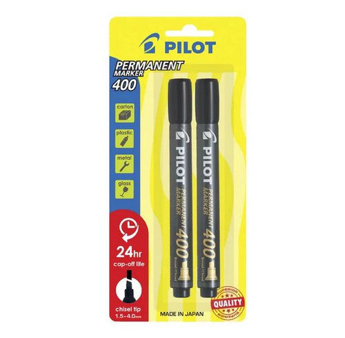 Pilot Permanent Marker Chisel Tip Black 2 Pack