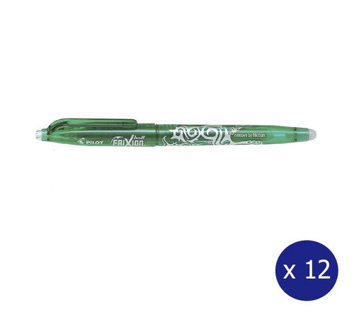 Pilot FriXion Ball Erasable Rollerball Gel Pen Extra Fine Green Box of 12