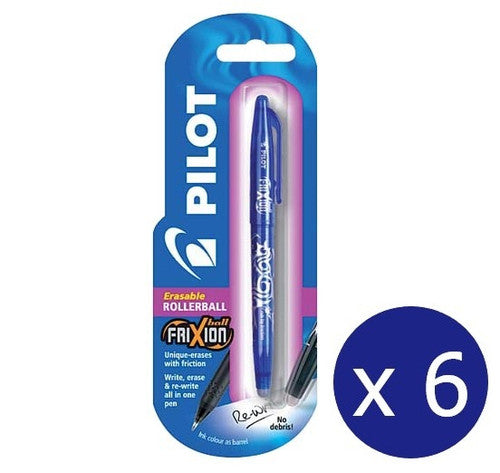 Pilot FriXion Ball Erasable Rollerball Gel Pen Fine Blue Pack of 6