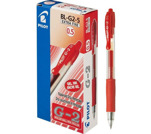 Pilot G-2 Retractable Gel Pen 0.5mm Red Box of 12