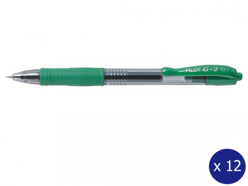 Pilot G-2 Retractable Gel Pen 0.7mm Green Box of 12