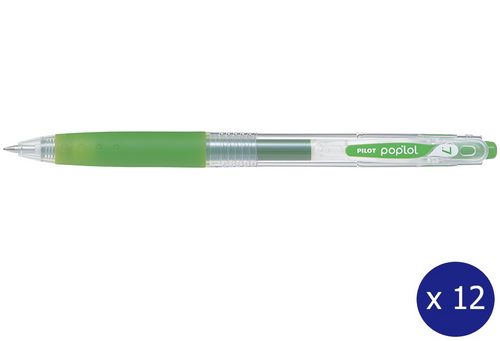 Pilot Poplol Retractable Gel Pen 0.7mm Apple Green Box of 12