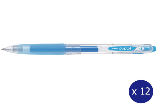 Pilot Poplol Retractable Gel Pen 0.7mm Aqua Blue Box of 12