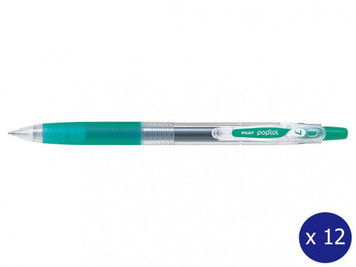 Pilot Poplol Retractable Gel Pen 0.7mm Green Box of 12