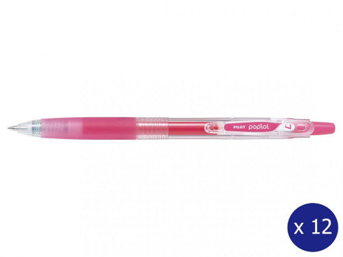 Pilot Poplol Retractable Gel Pen 0.7mm Pink Box of 12