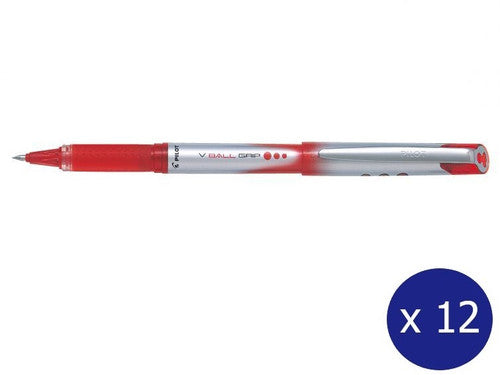 Pilot V-Ball Grip Rollerball Pen 0.7mm Red Box of 12