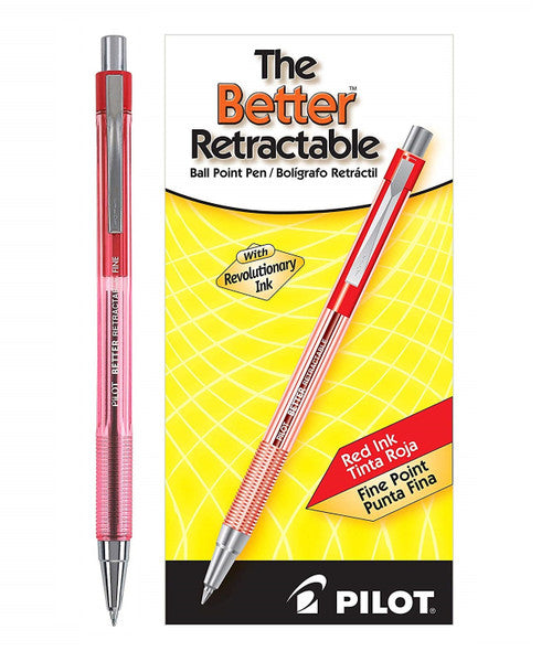 Pilot BP-145 Retractable Ballpoint Pen Fine Red Box of 12