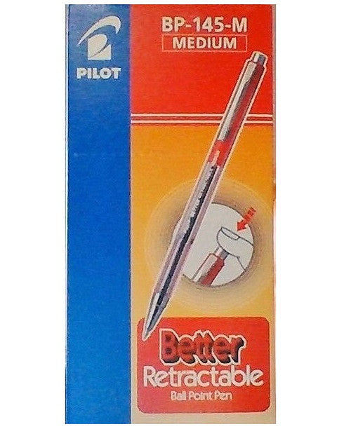 Pilot BP-145 Retractable Ballpoint Pen Medium Red Box of 12