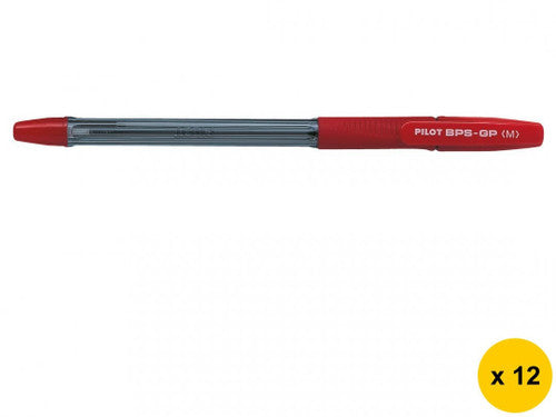 Pilot BPS-GP The Ballpoint Stick Grip Pen Medium Red Box of 12