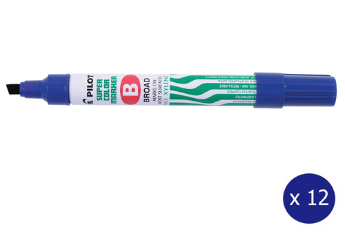 Pilot Super Colour Permanent Marker Chisel Broad Blue Box of 12