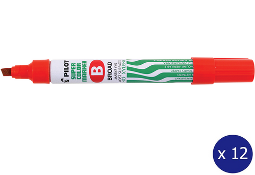 Pilot Super Colour Permanent Marker Chisel Broad Red Box of 12