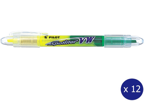 Pilot Spotliter VW Dual Tip Highlighter Chisel Yellow Green Box of 12