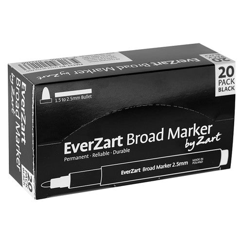 Creative School Supply EverZart Permanent Marker Black 1.5â€“2.5mm Tip Pack of 20