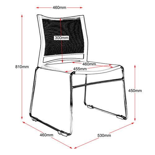 Rapidline PMV Stackable Mesh Back Visitor Chair Black