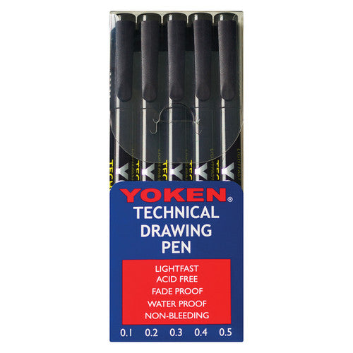 Creative School Supply Yoken Technical Drawing Pens Assorted Pack of 5